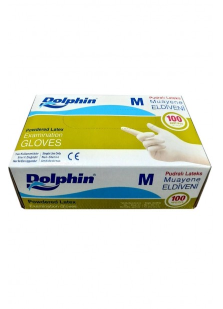 Dolphin Lateks Pudralı Eldiven 1 Paket = 100 Adet