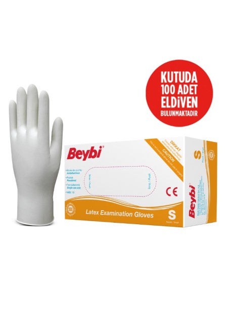 Beybi Pudralı Lateks Eldiven 1 Paket = 100 Adet