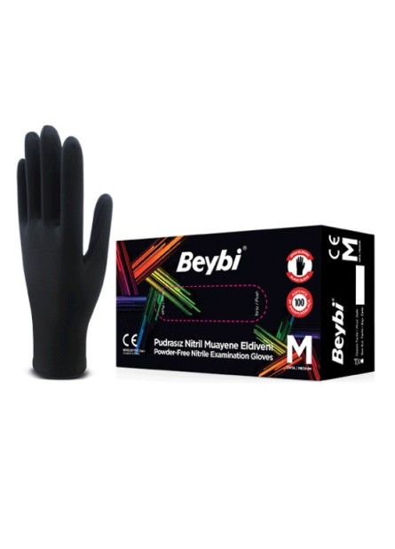 Beybi Siyah Nitril Eldiven 1 Paket = 100 adet